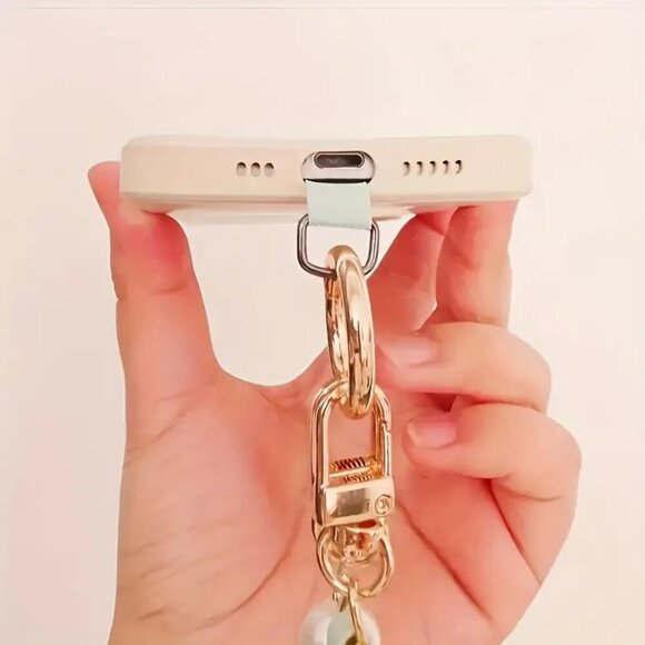 Pearl Faux Leather Chain Mobile Phone Lanyard - Picture 3 of 4